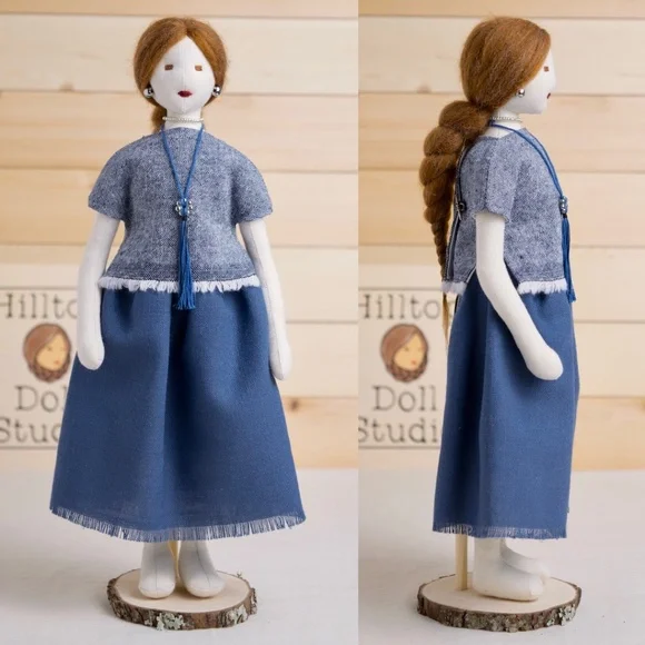 Fabric Doll "Clara" Handcrafted Textile Cloth Heirloom Primitive Doll - Picture 4 of 14